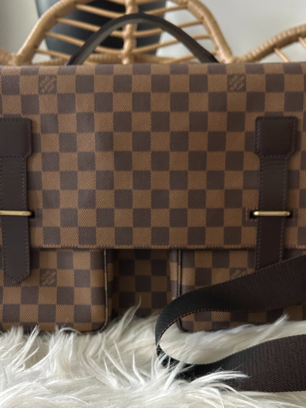 Louis Vuitton Broadway Bag in Damier Ebene & dust bag